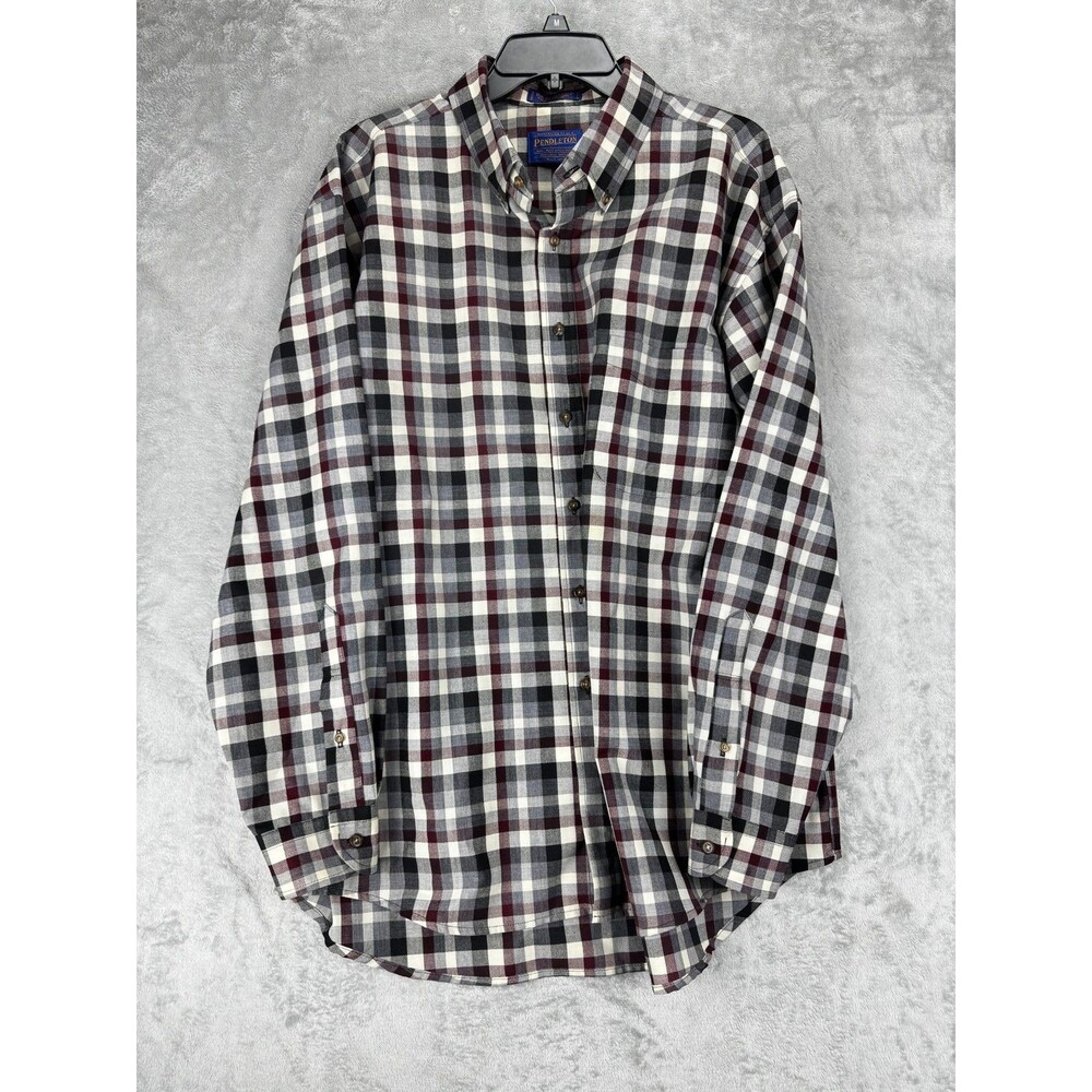 Vintage Pendleton Mens XL Button Front Shirt Plaid Wool Long Sleeve Regular Fit